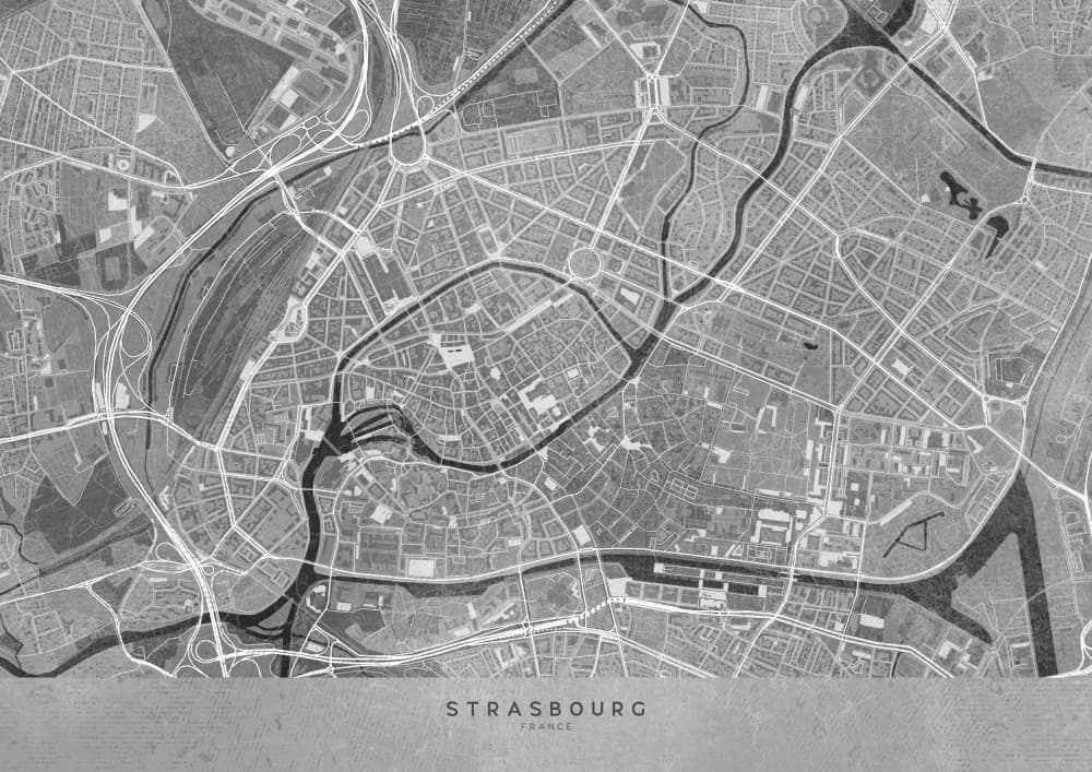 Historic Strasbourg Map by Rosana Laiz Blursbyai — canvas wall art
