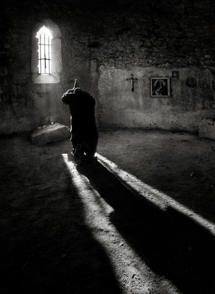 Solitary Prayer Light by Darko Cuder — canvas wall art