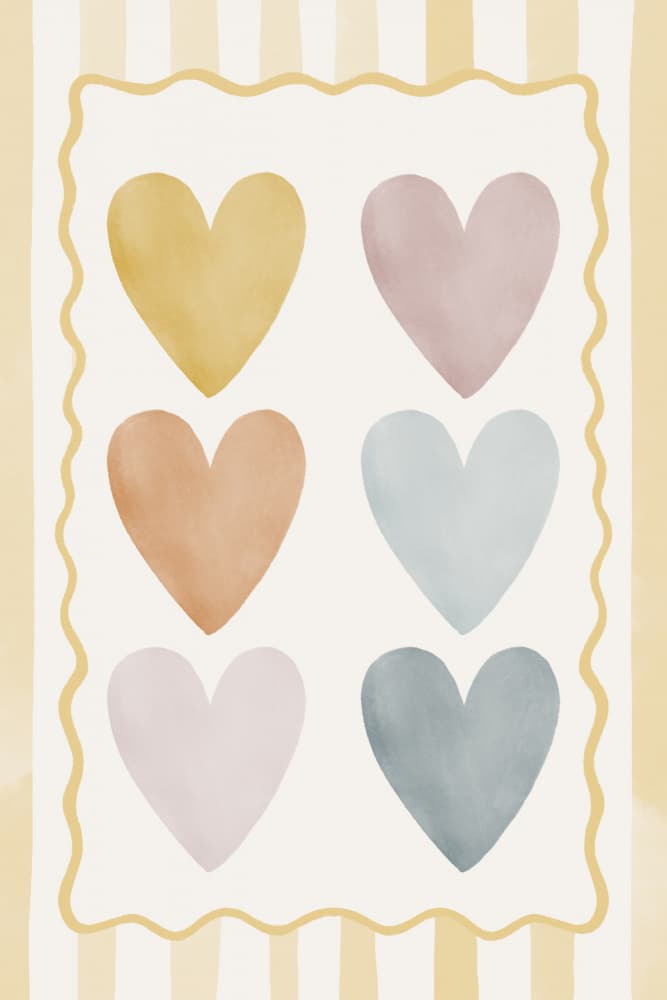 Soft Pastel Hearts by Menina Lisboa — canvas wall art