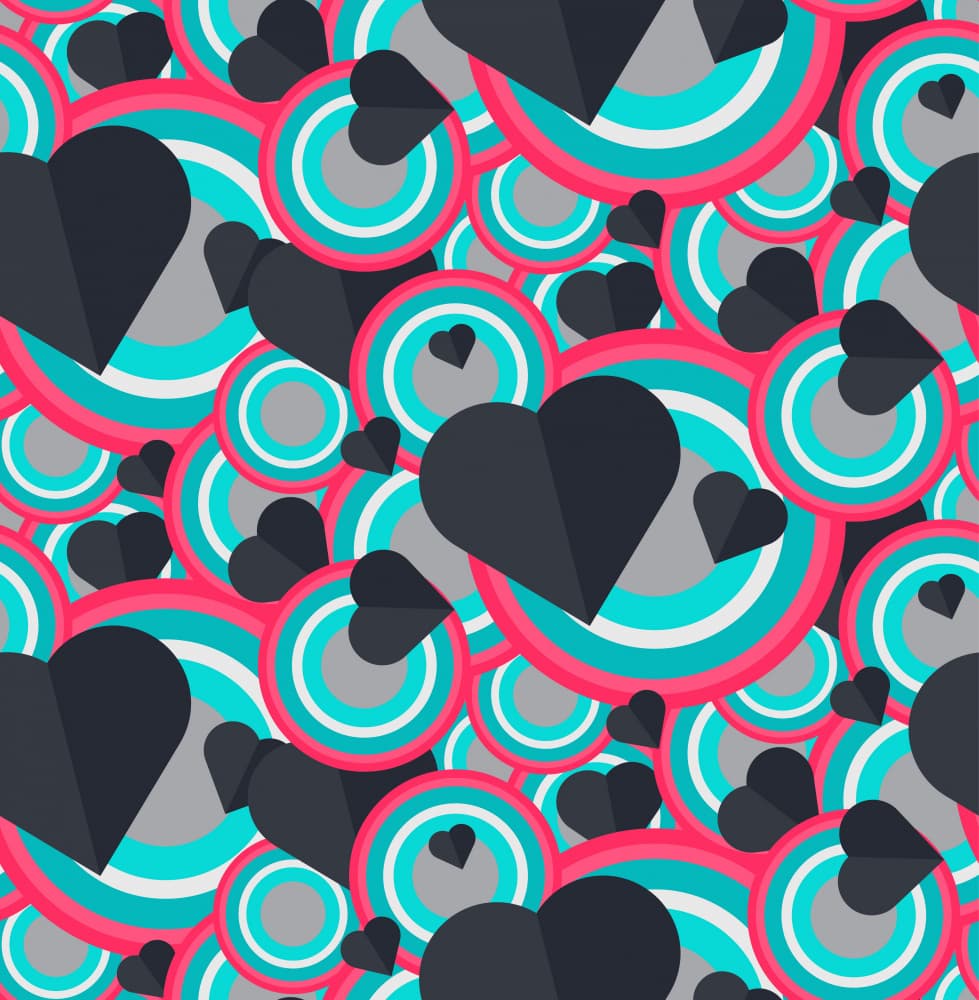 Pink Teal Heart Pattern by Marika Barsrsind β canvas wall art