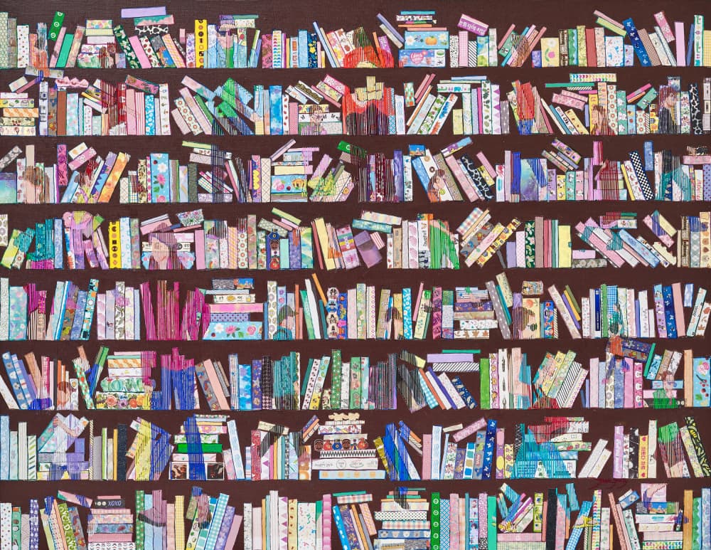 Whimsical Bookshelf Patterns by Jukyong Park — canvas wall art