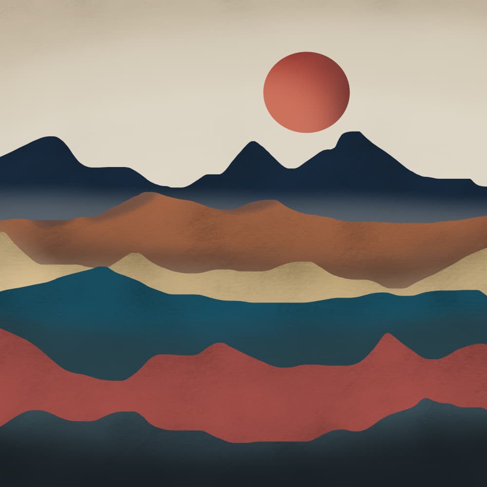 Layered Mountain Sunset by Little Dean — canvas wall art