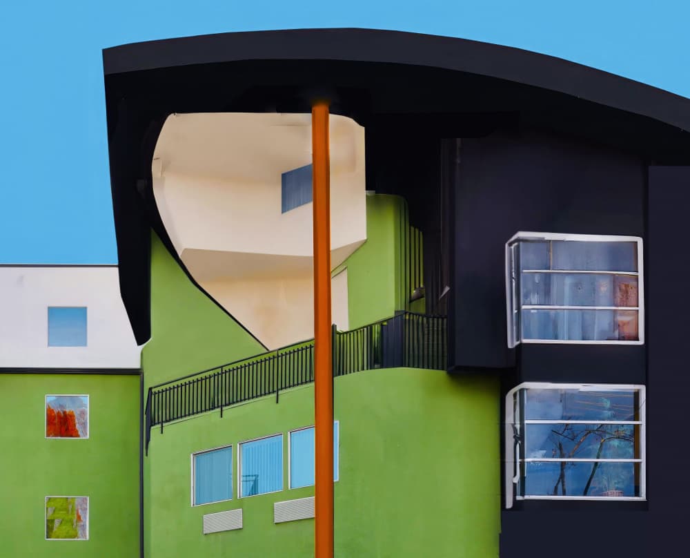Bold Green Building Design by Arnon Orbach — canvas wall art