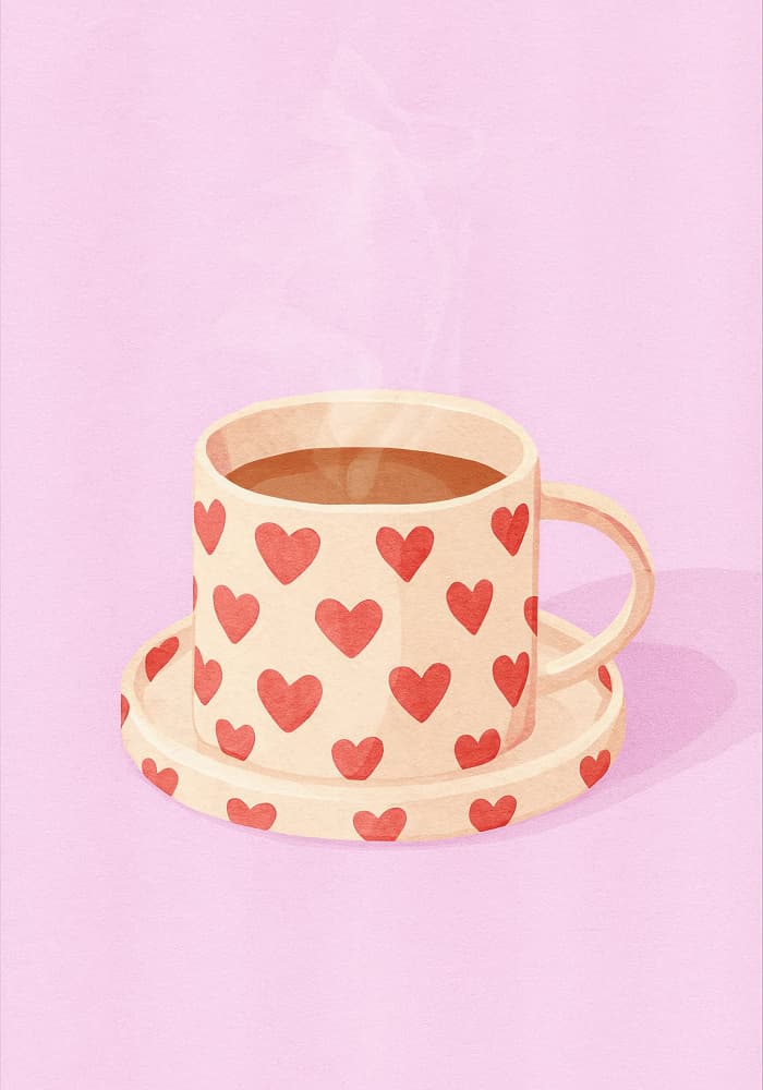 Pink Heart Mug Warm Coffee by Neetesh Kumar — canvas wall art