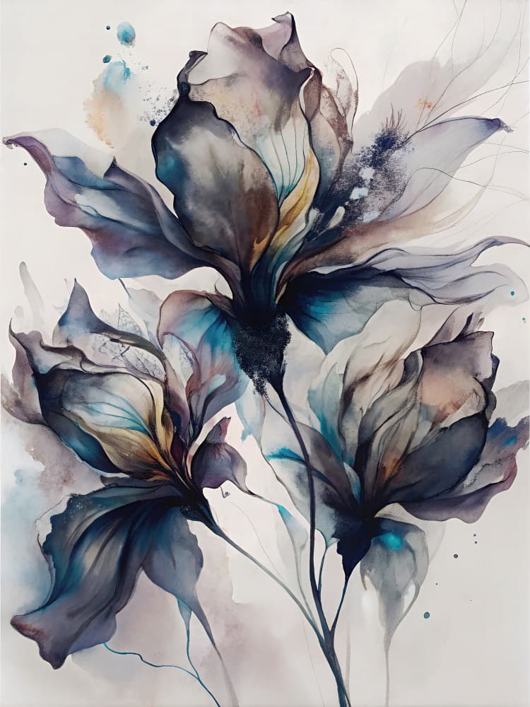 Ethereal Watercolor Blooms by Miguel Bruzual — canvas wall art