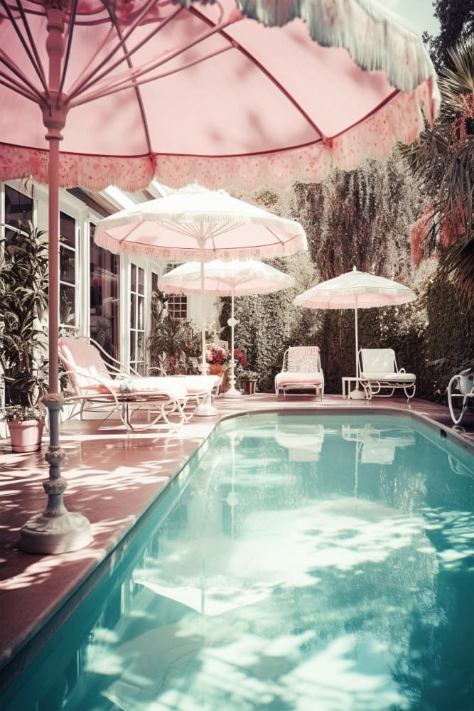 Pink Poolside Serenity by Talitha McQueen — canvas wall art