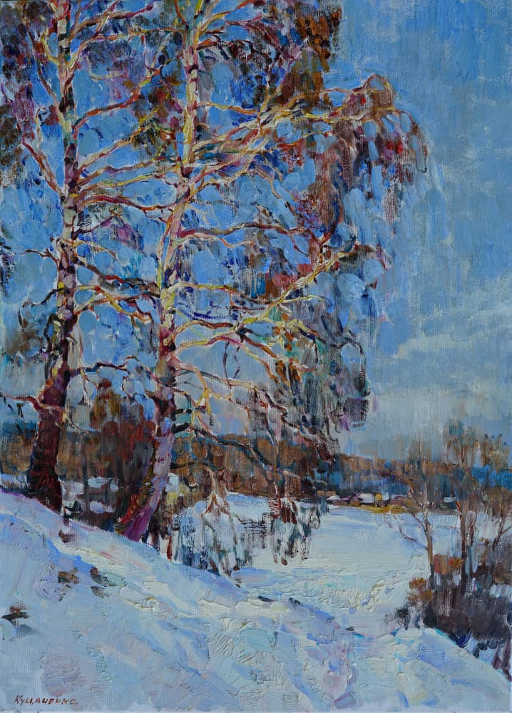 Sunlit Winter Birches by Andrii Kutsachenko — canvas wall art