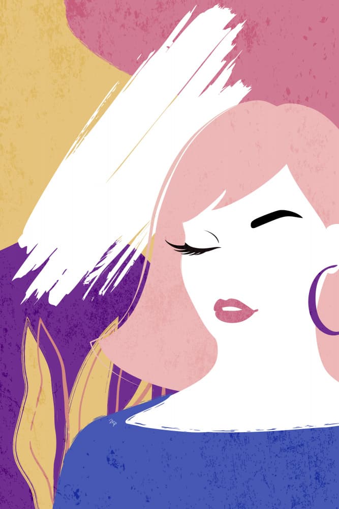 Dreamy Pink Hair Portrait by Martina — canvas wall art