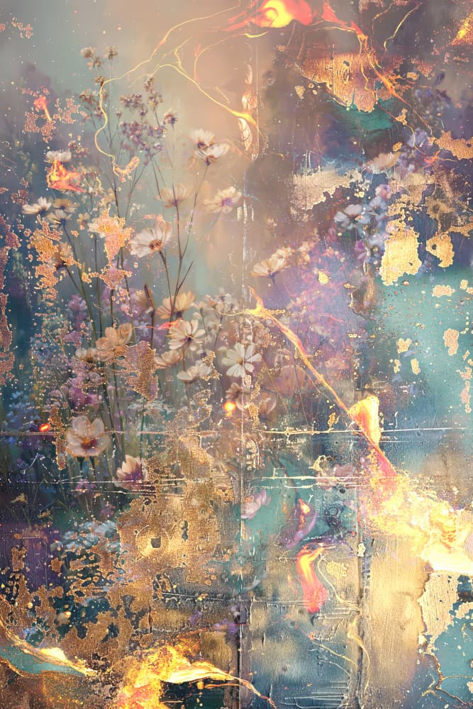 Golden Ethereal Blooms by Rafal Kulik — canvas wall art