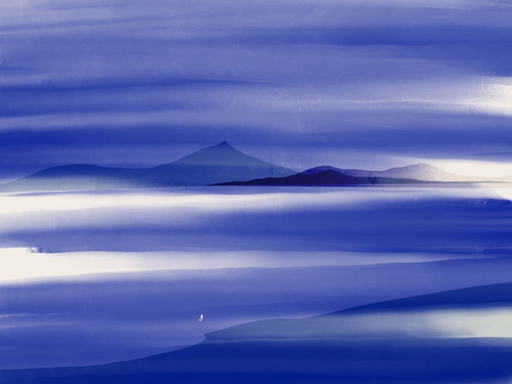 Misty Blue Mountain View by Little Dean — canvas wall art