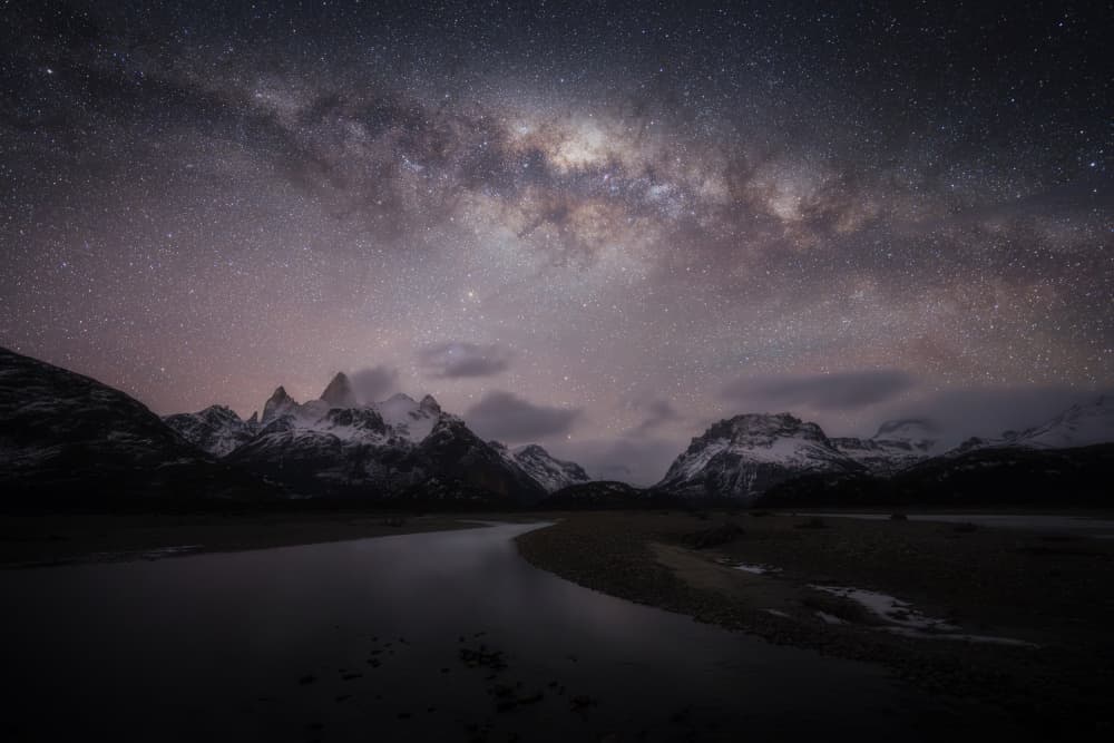 Milky Way Mountain River by Willa Wei — canvas wall art