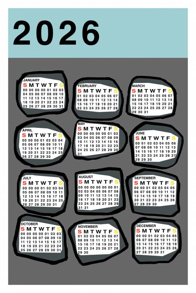 2026 Modern Calendar by casa cartissi — canvas wall art