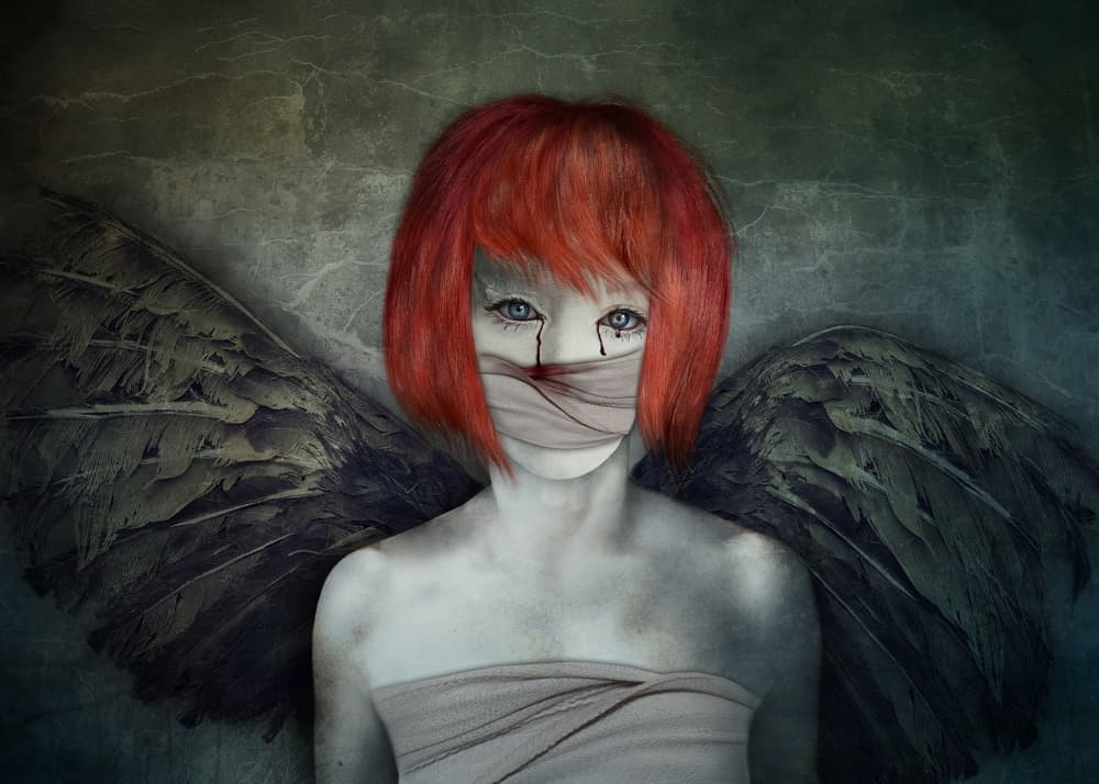 Silent Red-Haired Angel by Lucyna Łazarska ( Lucynda Lu ) — canvas wall art
