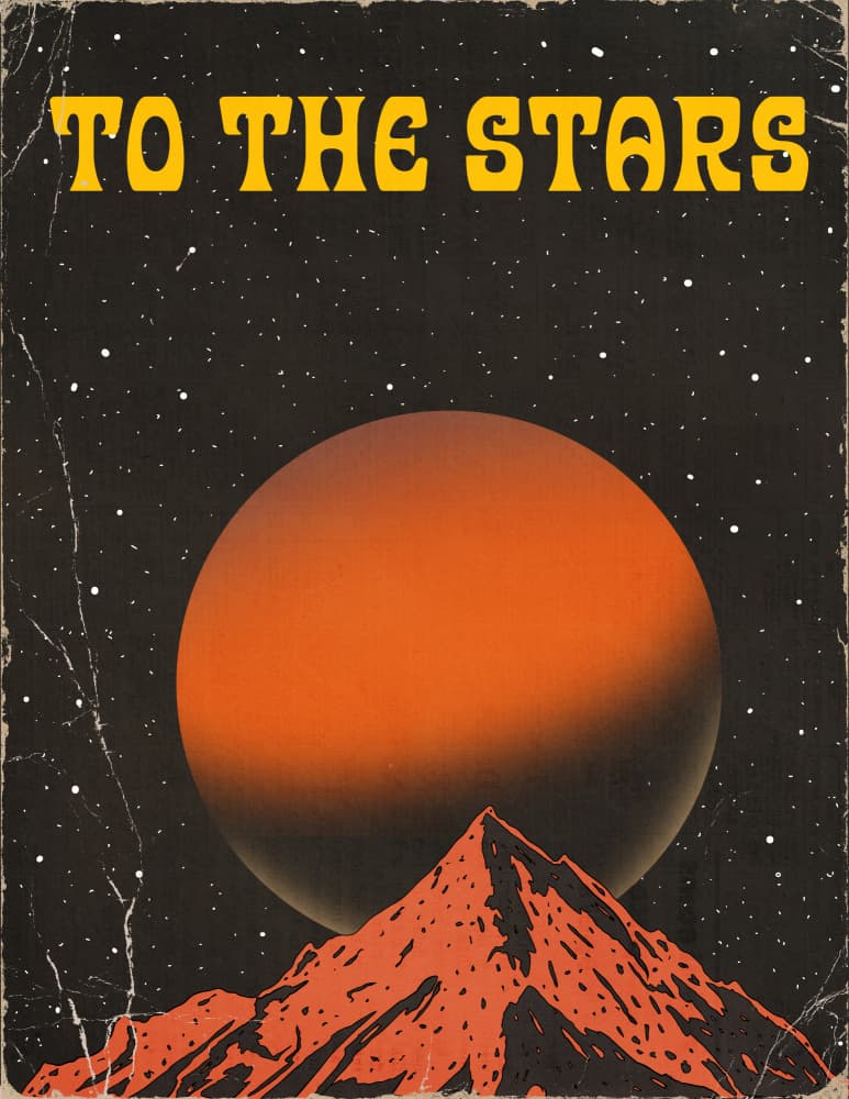 Retro Planet Mountain by Nicholas — canvas wall art