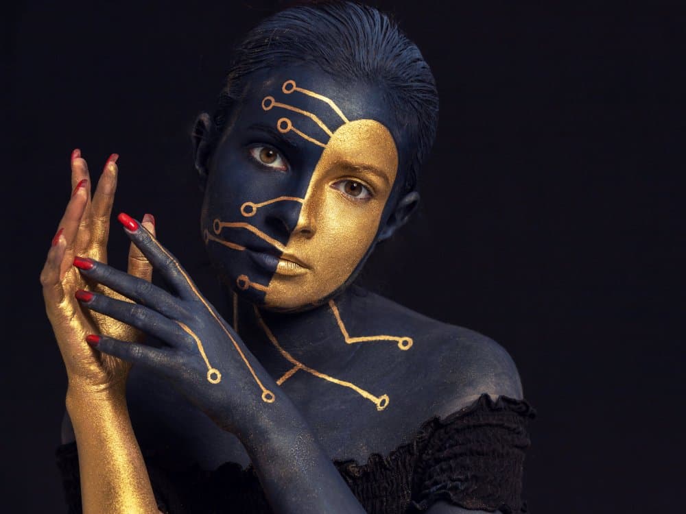 Futuristic Gold Circuitry by Mihai Bogdan R — canvas wall art