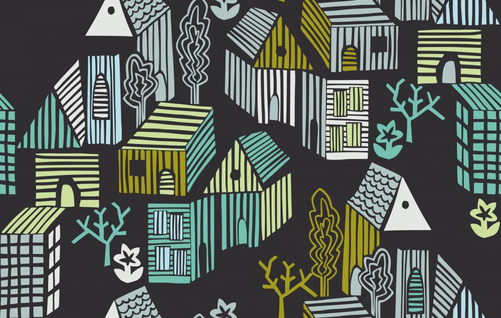 Whimsical Village Houses by Annick — canvas wall art