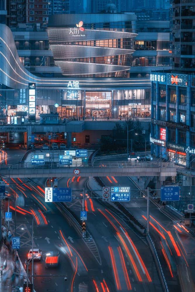 Urban Light Trails by Mei Xu — canvas wall art