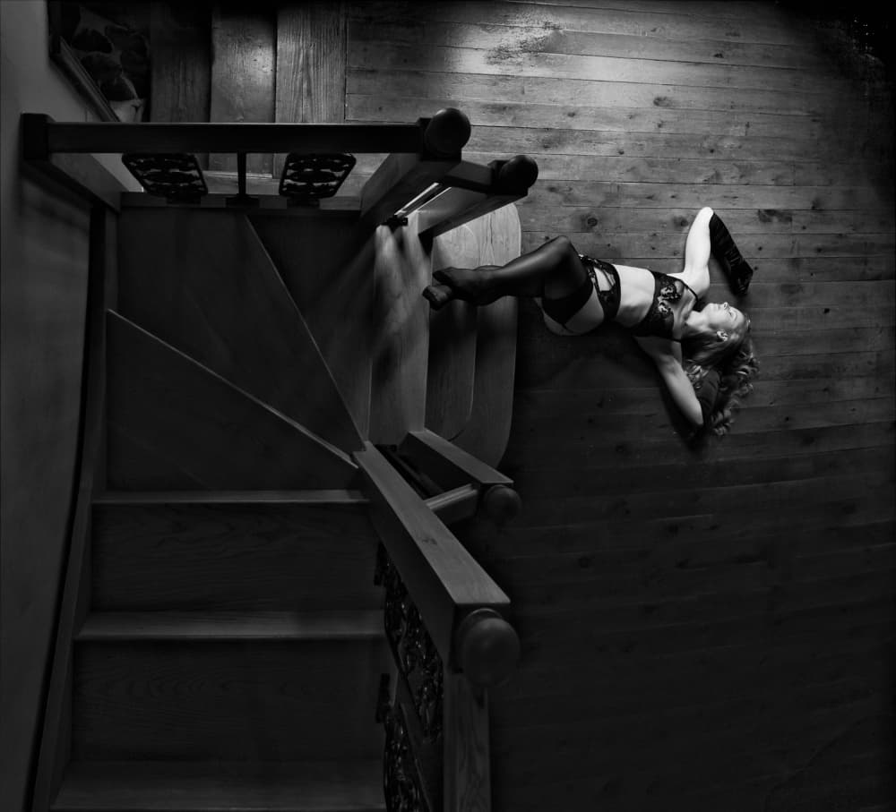Sensual Woman on Stairs by Colin Dixon — canvas wall art