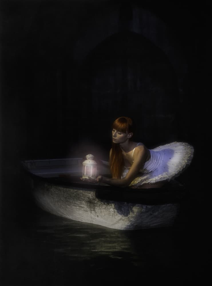 Ballerina with Lantern Glow by Moris Raskin — canvas wall art