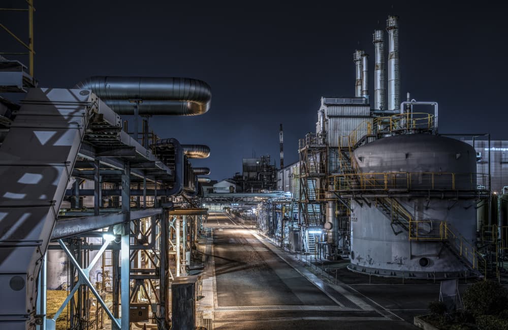 Industrial Night Scene by Tomoshi Hara — canvas wall art
