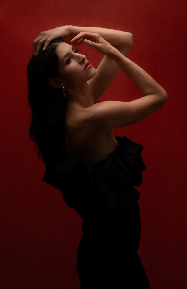 Elegant Red Profile by Oles Paritskiy — canvas wall art