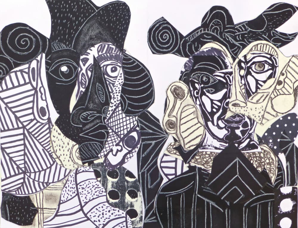 Abstract Faces Duo by Pascal Marlin — canvas wall art