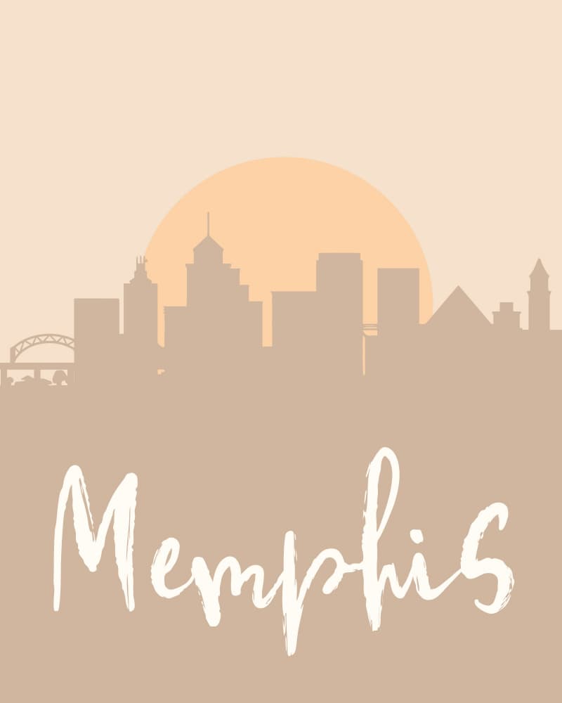 Memphis City Silhouette by Emiliano Deificus — canvas wall art