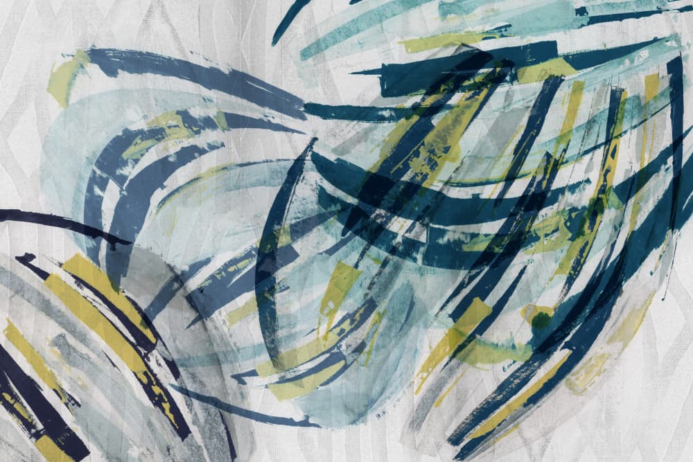 Fluid Teal Yellow Abstraction by cartissi — canvas wall art