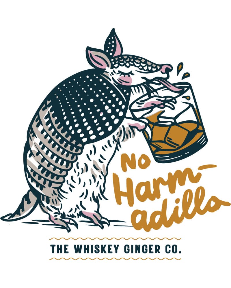 No Harmadillo Funny Armadillo Drinking Whiskey by The Whiskey Ginger — canvas wall art