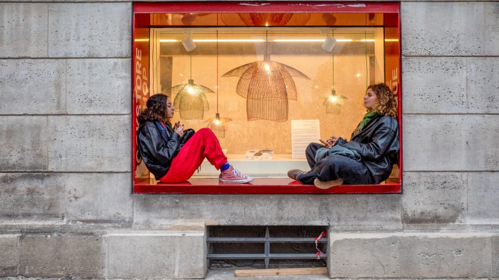 Urban Window Conversation by Leonid Yermoshkin — canvas wall art