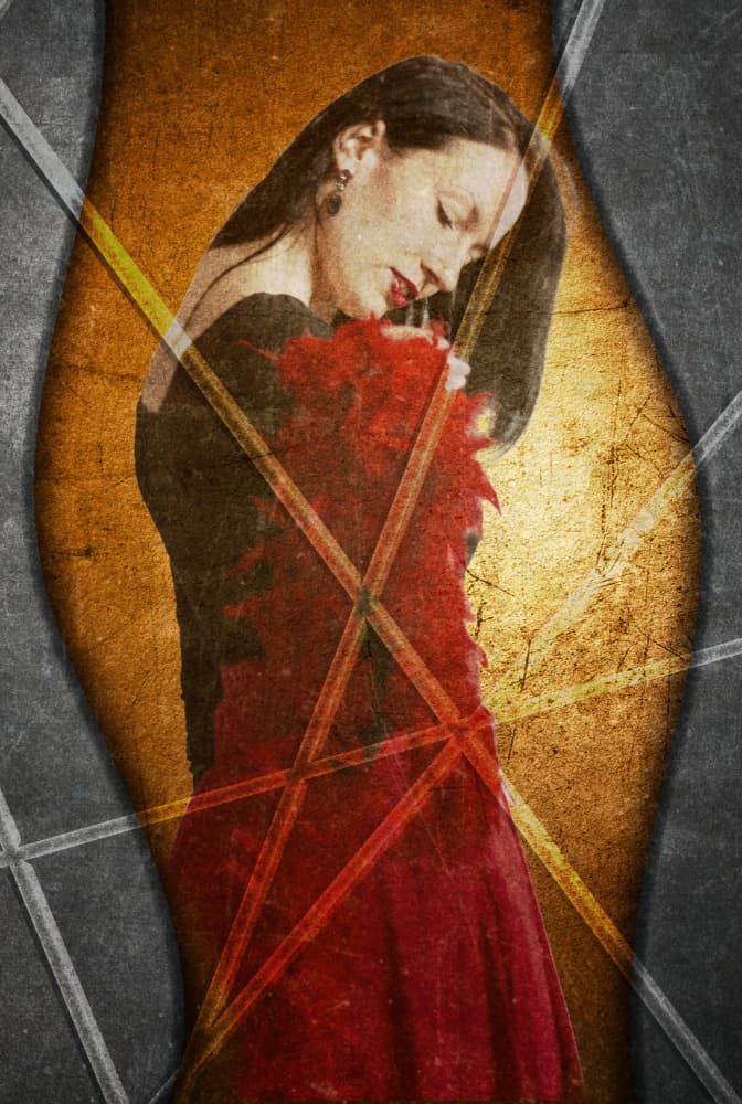 Pensive Woman In Red by Dusan Ignac — canvas wall art