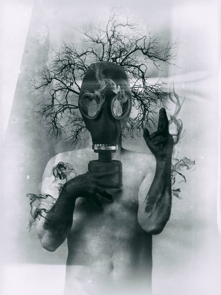 Haunting Gas Mask Trees by Dan-Stefan Susa — canvas wall art