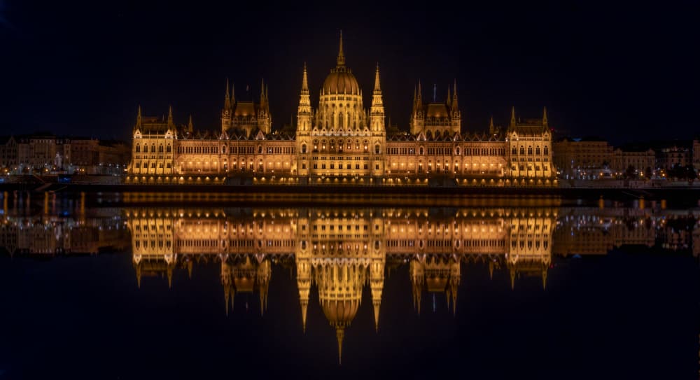 Budapest Parliament Reflection by Farid Kazamil — canvas wall art