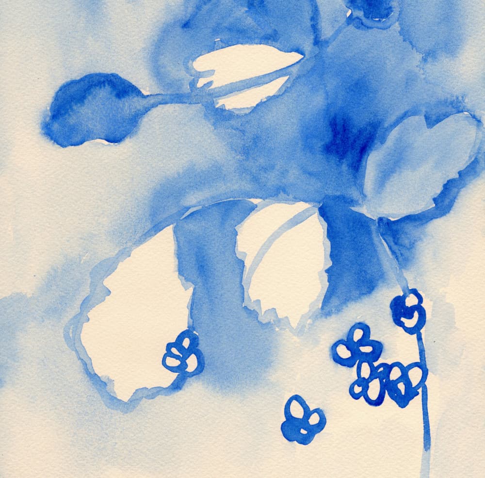 Blue Watercolor Blooms by Janel Bragg — canvas wall art