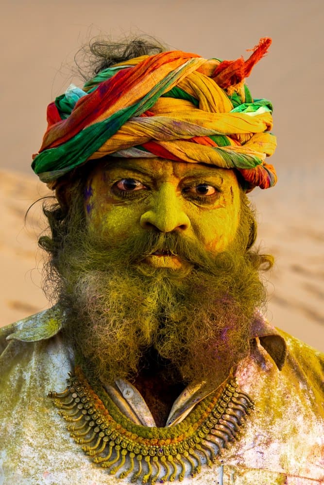 Holi Festival Bearded Man by BALASUBRAMANIAN GV — canvas wall art
