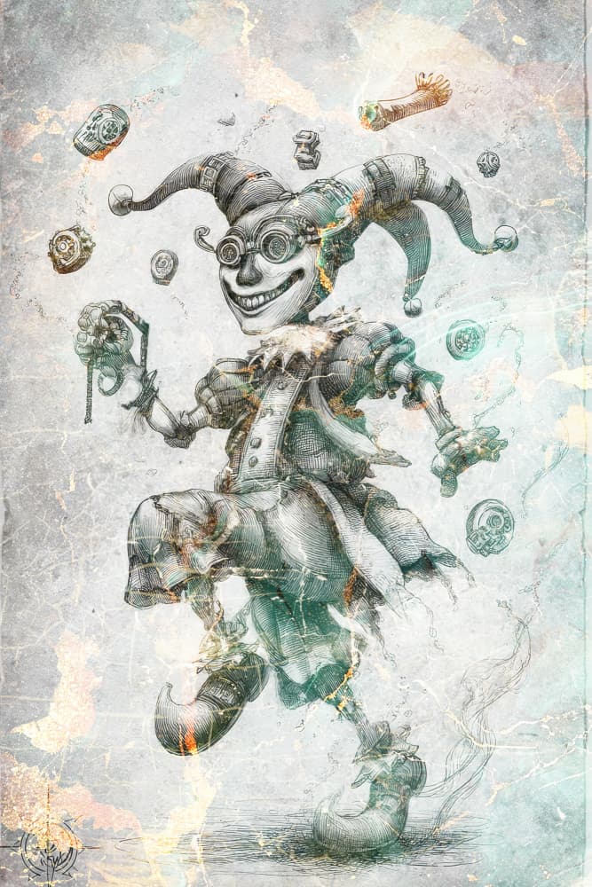 Smiling Steampunk Jester by Rafal Kulik — canvas wall art