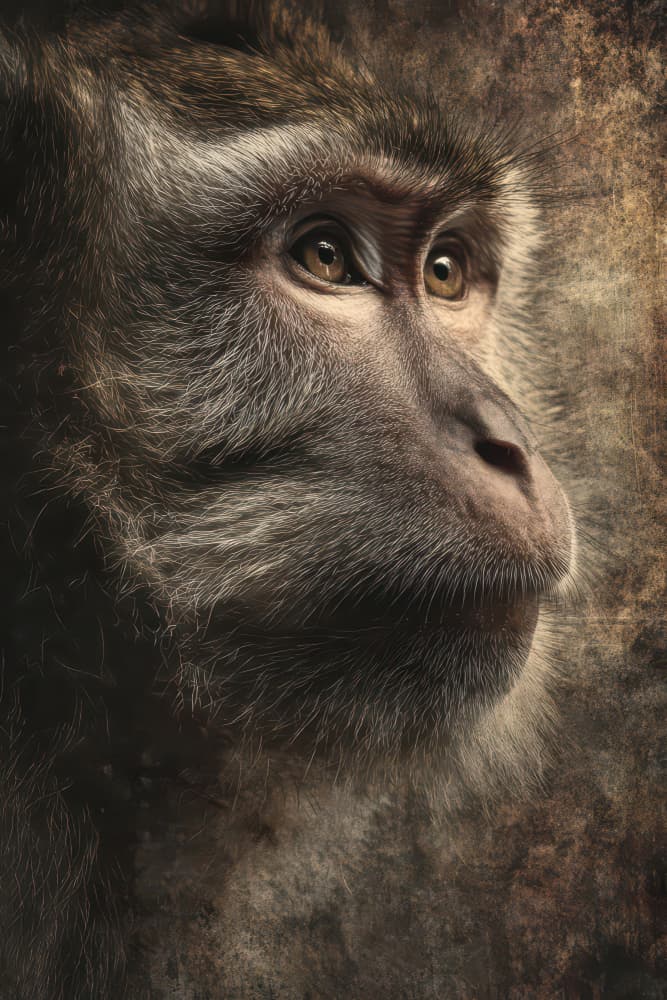 Thoughtful Monkey Portrait by Rafal Kulik — canvas wall art