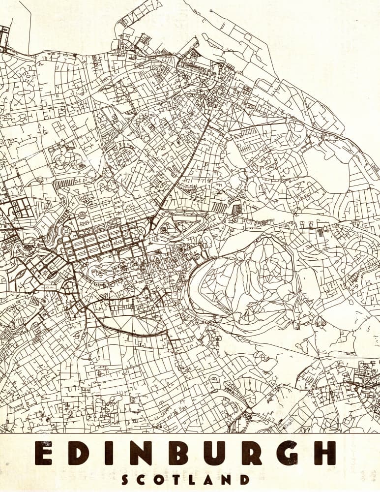 Vintage Edinburgh Map by Nicholas — canvas wall art