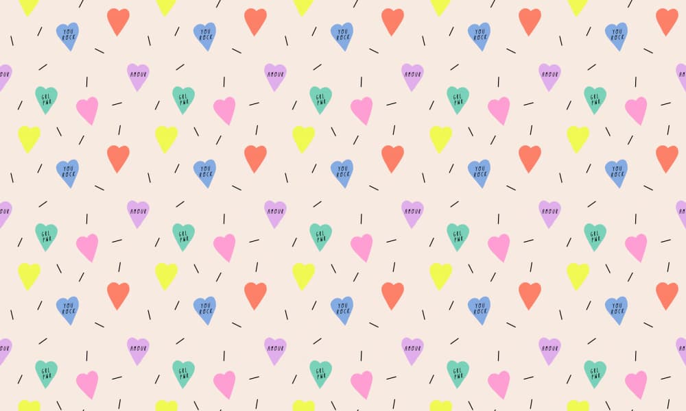 Cute Conversation Hearts Pattern by Maren Gross — canvas wall art