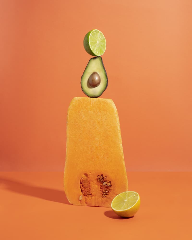 Butternut Avocado Lime Stack by Julia Ramiro — canvas wall art