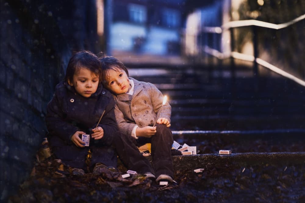Boys with Sparkler Light by Tatyana Tomsickova — canvas wall art