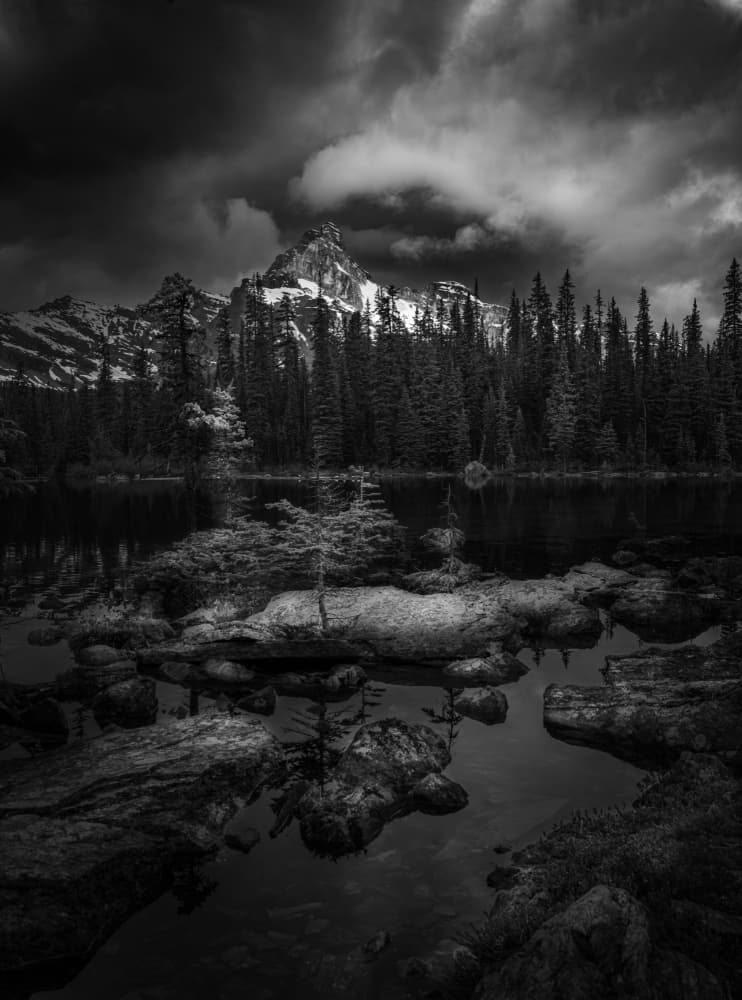 Dramatic Mountain Lake by Bing Li — canvas wall art