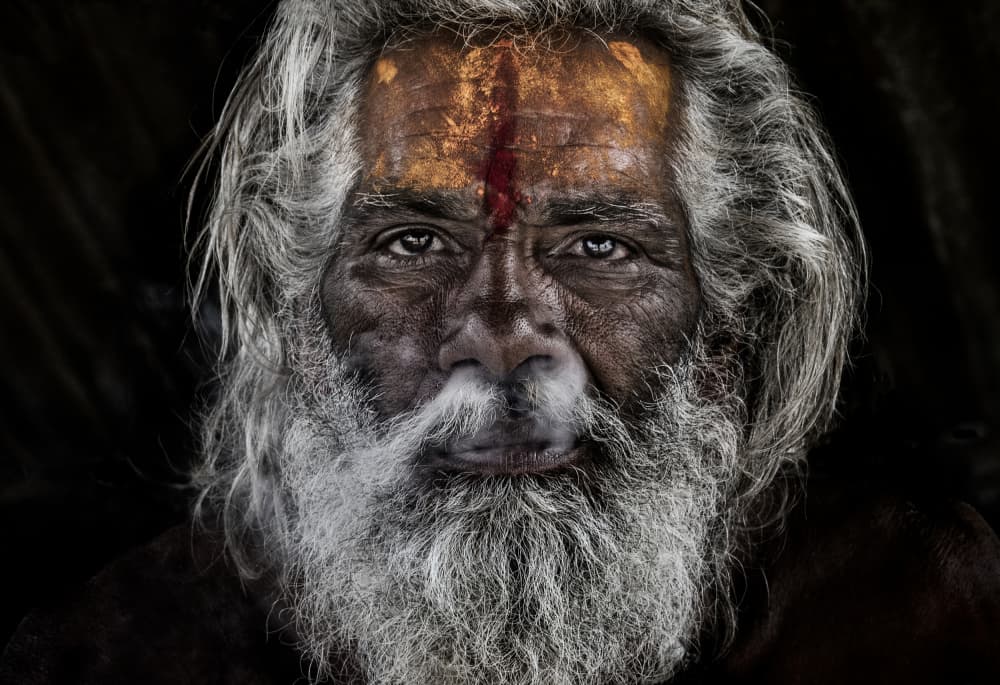Contemplative Indian Elder by Joxe Inazio Kuesta Garmendia — canvas wall art