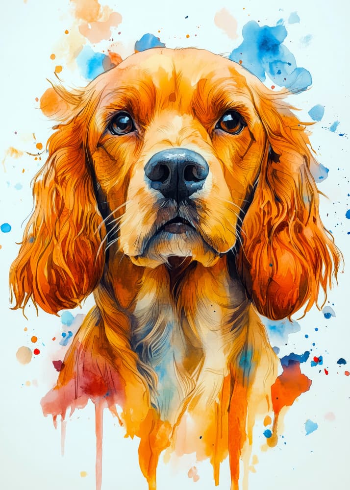 Colorful Watercolor Dog by Justyna Jaszke — canvas wall art