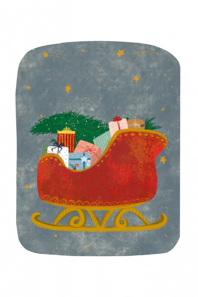 Starry Christmas Sleigh by Nikita Jariwala — canvas wall art