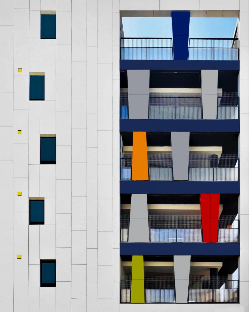 Colorful Geometric Facade by Arnon Orbach — canvas wall art