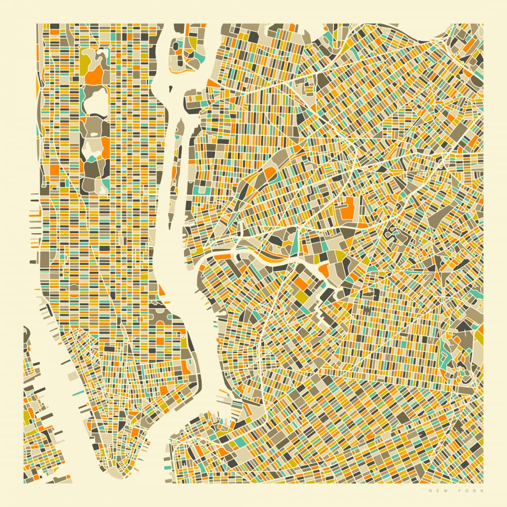 Abstract New York City Map by Jazzberry Blue — canvas wall art