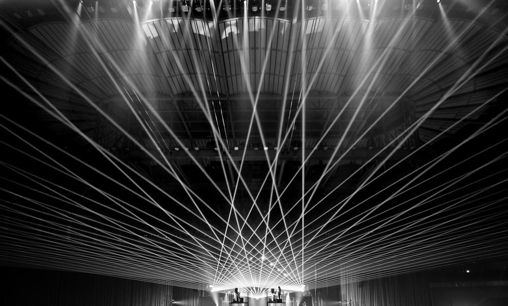 Dynamic Laser Light Show by Koji Tajima — canvas wall art