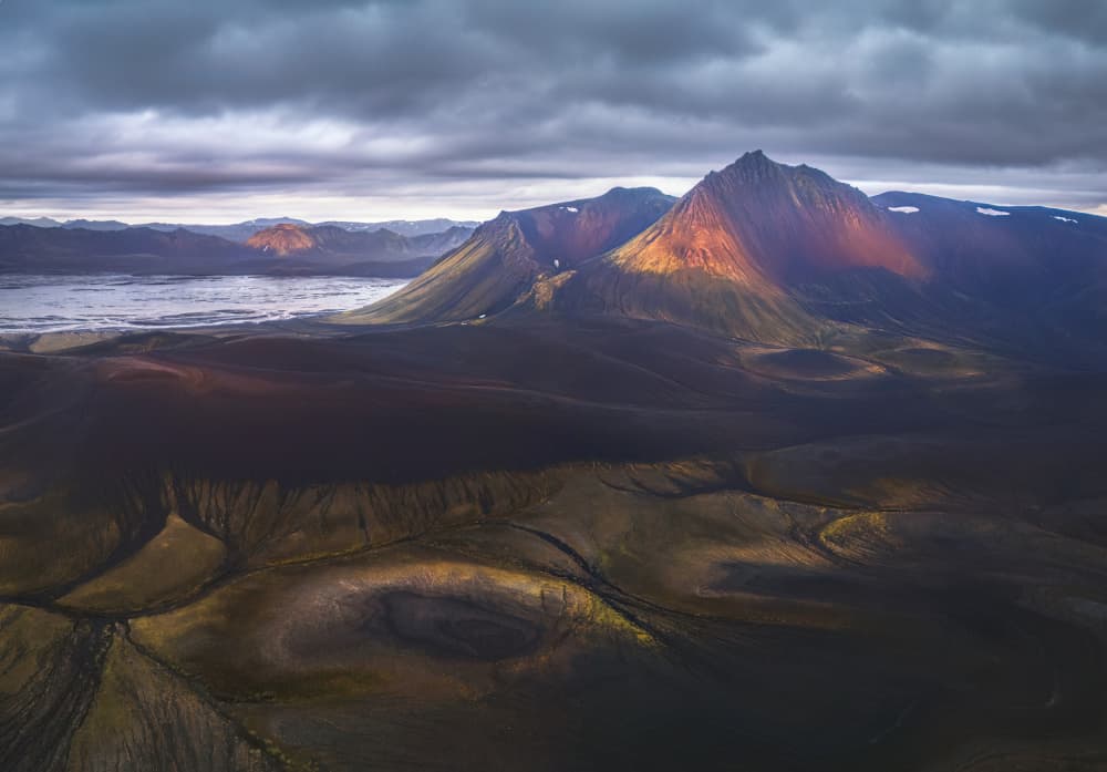 Sunlit Volcanic Peak by Aidong Ning — canvas wall art