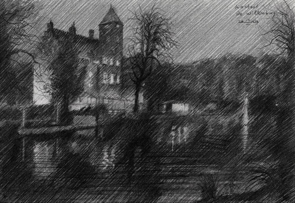 Night Castle Sketch by Corné Akkers — canvas wall art